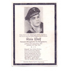 Kriegsmarine Funeral Card