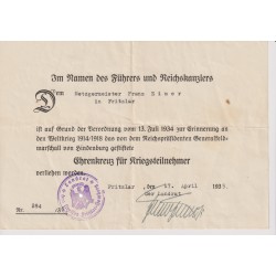 Verl.Urk.,f.Kriegsteilnehme...